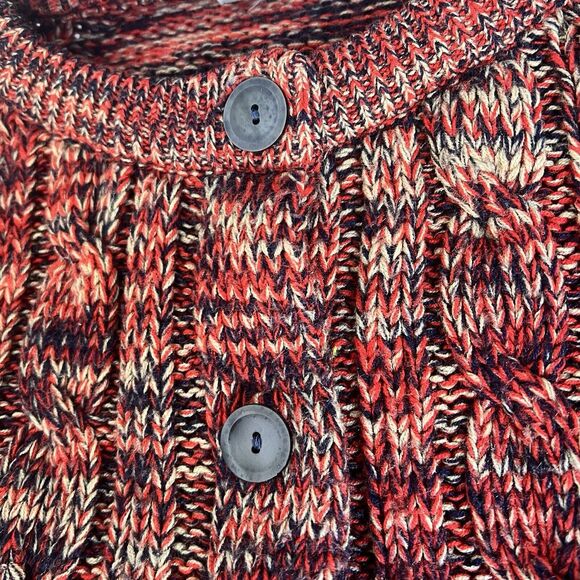 Vintage Cable Knit Acrylic Cardigan Sweater Chunky Fisherman Women's Large Red - Picture 8 of 16